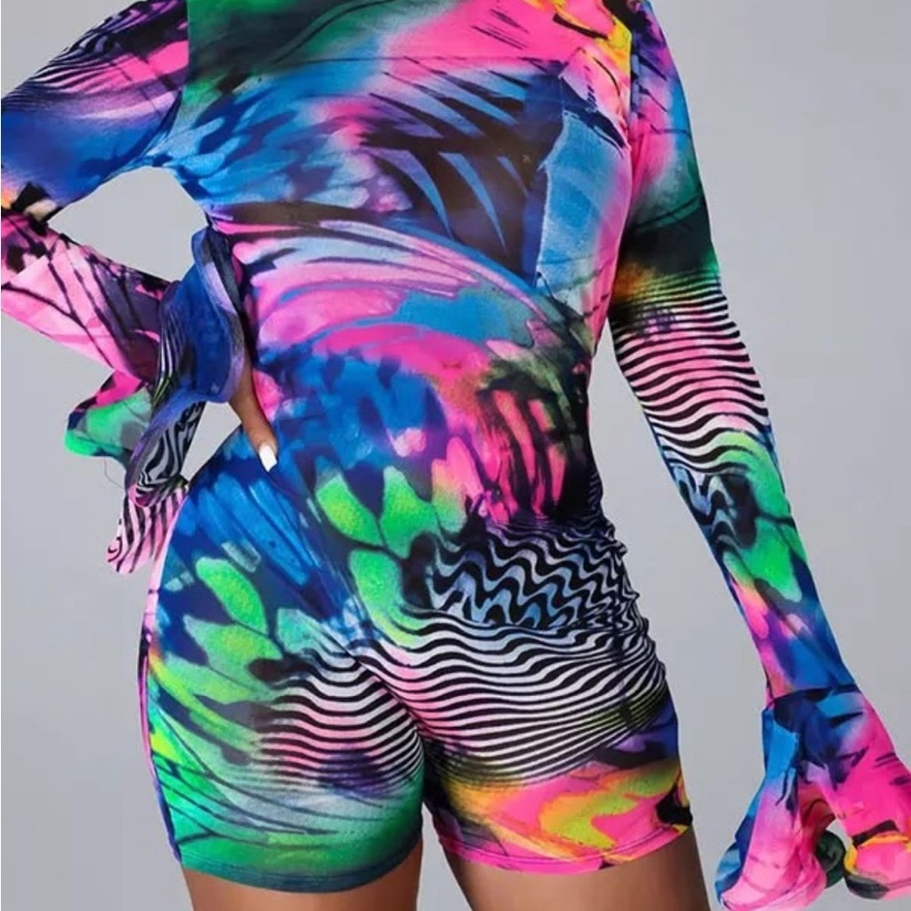 Colorful Women’s Sheer Romper